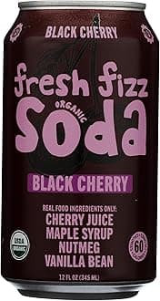 Fresh Fizz Sodas Organic Soda - All Natural Soda Sweetened With Honey, Flavors Include Sparkling Juices and Soda Pops Like Cola and Ginger Ale - No Stevia Aftertaste, Made With Real Food Ingredients. Great For Paleo And SCD Diets (4-pack, Black Cherry)