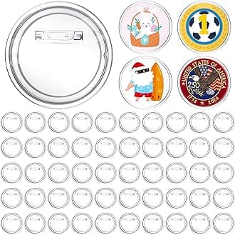 Chinco 50 Pack Acrylic Clear Button Pins Badge Clear Custom Button Pins Kit Blank Photo Bulk Make Your Own Buttons for DIY Craft Supplies(2.875 Inch)