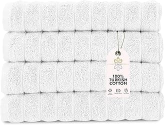 Classic Turkish Towels CTT Luxury Hand Towels for Bathroom Set of 4, 100% Turkish Cotton, Quick Dry & Comfy Towels for Hotel & Spa, Highly Absorbent | 20"x32" (White)