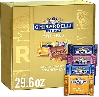 GHIRARDELLI Premium Chocolate Assortment SQUARES Gift Box - 29.6 oz, Easter Chocolate Gift, Individually Wrapped Dark & Milk Chocolate Candy Assortment