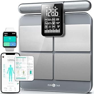 Scale for Body Weight and Fat Percentage, 8-Electrodes Precision Digital Smart Scale for BMI 28 Body Composition Measurement, Silver Bathroom Smart Scales with Large Display