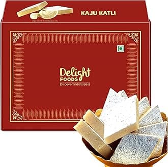 Delight Foods Premium Kaju Katli Katri Barfi 500g | Authentic & Fresh | Indian Sweet Made with Cashew Nuts | Festive Sweets Mithai Gift Pack