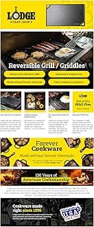 Pre-Seasoned Cast Iron 2-in-1 Double-Sided Reversible Grill Pan/Griddle Plate for Indoor and Outdoor Use. Flat and Ridged. Induction, Oven, Grill and Metal Utensil Safe. Made in The USA