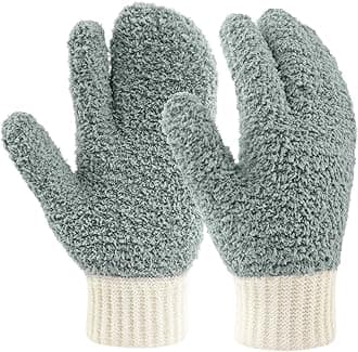 MIG4U Microfiber Dusting Gloves House Cleaning Glove for Blinds, Windows, Shutters, Furniture, and Car, Reusable Lint-Free Gray S/M