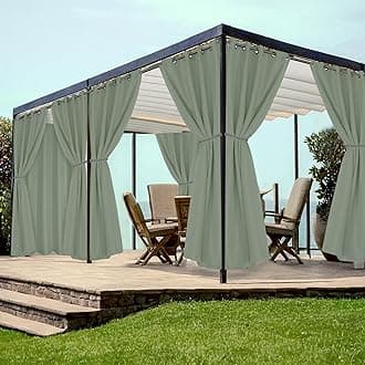 HolidayIdeas Grommet Outdoor Curtains for Patio Waterproof 8 Pcs All Weather Balcony Outside Curtains for Apartments, Gazebo, Pergolas, Porch, 54x120 Inch, Sage Green