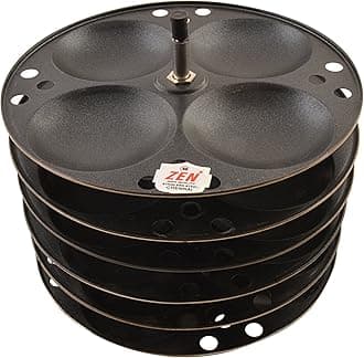 Jain Stainless Steel Nonstick 6 Plate Idly Stand | Idli Maker | Nonstick Idli Stand with Holes for 10 liter Prestige Pressure Cooker (24 Idly), Black