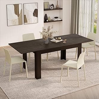 Mobili Fiver, Easy Extendable Dining Table, 55.1(86.6) x35.4 in, Dark Walnut, Made in Italy