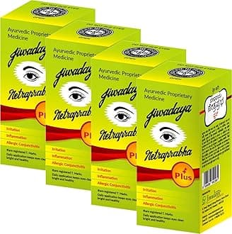 Jiwadaya Netraprabha Plus Ayurvedic Herbal Eye Drops for Dry Eyes, Conjunctivitis, Swelling, Irritation, Tearing, Refreshing, Strained Eyes etc - 10ml - Pack of 4