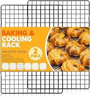 2 PCS Cooling Racks for Cooking and Baking, 15x10 Inches Stainless Steel Cooling Rack, Sheet Pan with Wire Rack for Baking Sheet, Bacon Rack Oven Safe Fits Jelly Roll Sheet Pan - Black