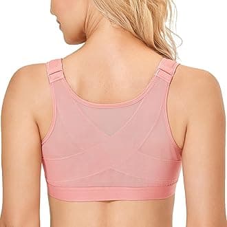 DELIMIRA Women's Front Closure Posture Wireless Back Support Full Coverage Bra