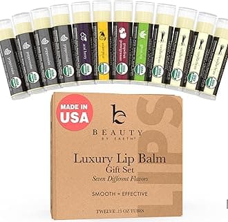 Organic Lip Balm Gift Set - Natural Lip Balm Lip Repair With Shea Butter, Coconut Oil & Cocoa Butter Lip Balm, Lip Therapy, Lip Conditioner, Lip Moisturizer for Very Dry Lips, Best Gifts (12 Pack)