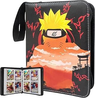 Anime Trading Card Binder for Naruto Cards,4 Pocket with 60 Sleeves up to 480 Cards One Piece TCG Card Binder,Waterproof Card Storage Bag for Naruto TCG Cards
