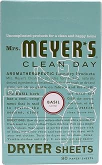 Mrs Meyers Clean Day Dryer Sheets, Basil 80 CT