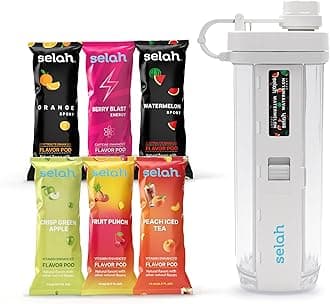 Selah 20oz Flavor Infusion Bottle - Energy & Sports Drink Pods Included - 6 Flavors (White)