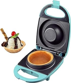 Electric Waffle Bowl Maker for Breakfast with Non-Stick Coating, 520W Power, Indicator Light and Cool Touch Handle, Perfect for Homemade Ice Cream Cups & Delicious Desserts, Turquoise WMB2405BL