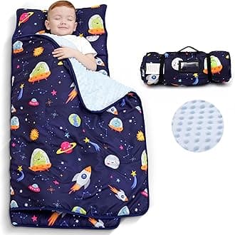 ACRABROS Toddler Nap Mat with Pillow and Blanket-53 x 21 x1.5 Inches,Extra Large,Rolled Napping Mats for Toddlers Boys Girls,Kids Sleeping Bag for Daycare, Preschool,Travel,Camping,Space