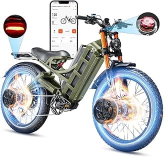 eAhora 2025 Romeo Pro 3/ Pro 2 5600W/ 4000W 46-50MPH Dual Motor Electric Bike for Adults, 80/70Ah/200+ Miles Long Range Electric Bike, 26'' Puncture-Proof Tire, 7-Speed Pedal Assist UL Certificate