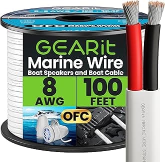GEARit 8 Gauge Marine Wire, 8/2 AWG (100ft) Marine Grade Tinned Copper Oxygen Free, Duplex 2-Conductor Insulated Red & Black Electrical Cable for Boat, Automotive, RV, Camper, Trailer