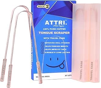 100% Pure Copper Tongue Scraper with Travel cases for Adults and Kids - Durable Tongue cleaner Copper - Tough Scrapper Oral Care -Ayurvedic Copper Tongue Srubber-Best Tongue cleaner