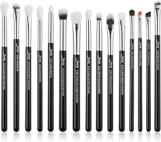 Eye Brushes 15Pcs Professional Makeup Brushes Make up Brush Set Cosmetics Tools Eye Liner Shader Wood Handle Natural-synthetic Hair Black/Silver T177