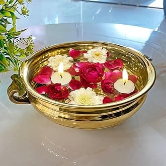 6 Inch Decorative Brass Urli Flower Candles Floating Bowing Brass Pot Home Décor Items…