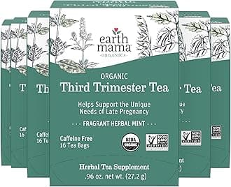 Earth Mama Organic Third Trimester Tea | Herbal Tea for Late Pregnancy Comfort + Childbirth Preparation | 96 Teabags | Caffeine Free & Non-GMO