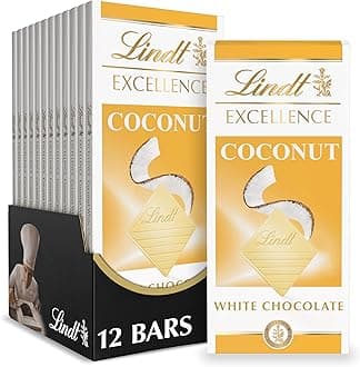 Lindt EXCELLENCE Coconut White Chocolate Bar, White Chocolate Candy with Coconut Flakes, 3.5 oz. (12 Pack)