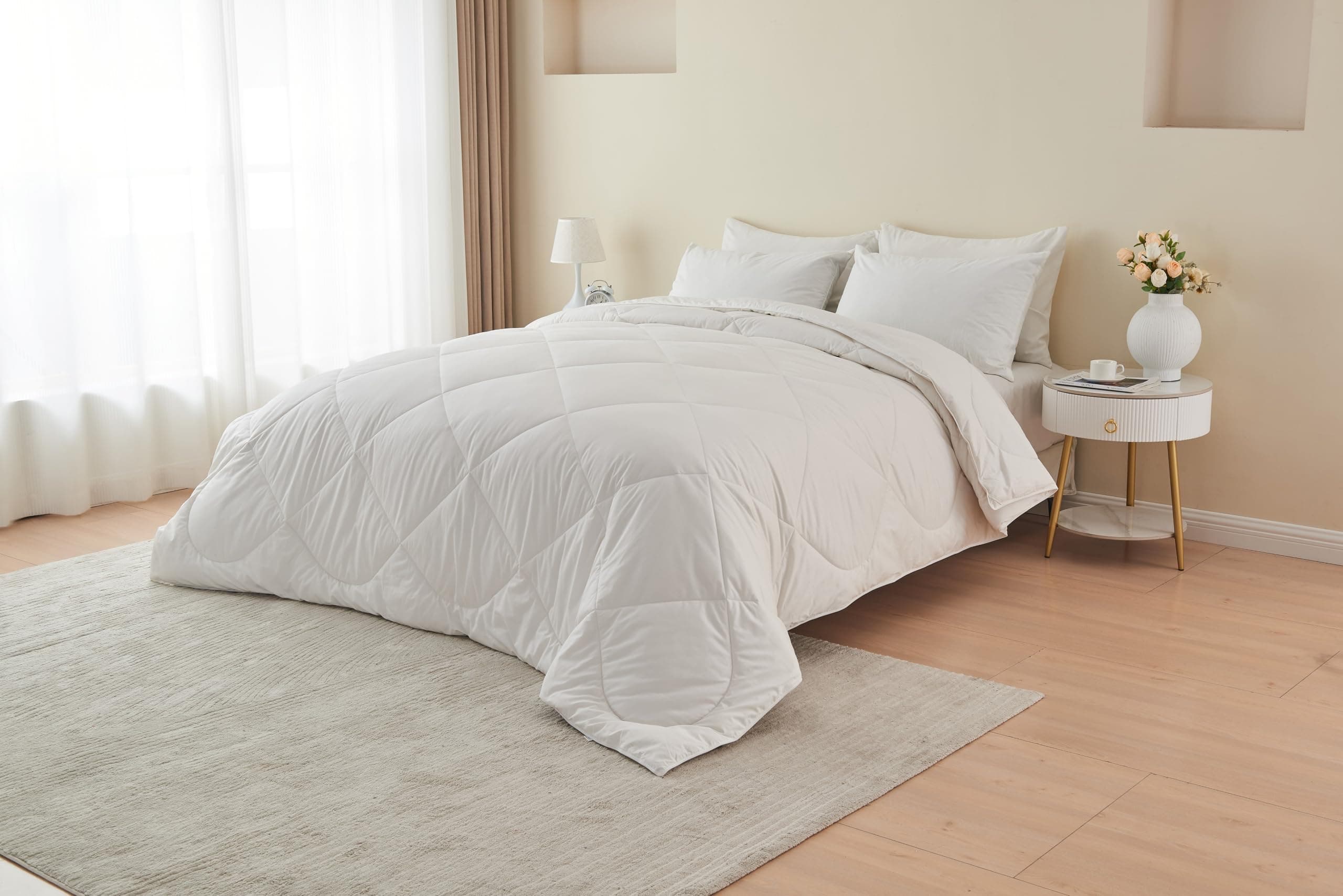 Down Alternative Duvet Comforter 100% Peruvian Alpaca Wool Fill - All-Season Hypoallergenic Thermal Control - All natural sustainable, King/Cal King