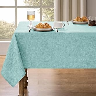 Waterproof Reusable Small Table Cloths for Dining Table, Outdoor Washable Cloth Tablecloths for Rectangle Tables for Holiday, Wedding, Dining,Picnic(Oblong, 52 X 70 Inch (4-6 Seats), Aqua)