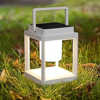 LETRY Outdoor Table Lamp, 3-Level Brightness LED Nightstand Lantern, Portable Rechargeable Solar Lamp IP44 Waterproof, Touch Control Outdoor Cordless Lantern for Patio/Walking/Reading/Camping