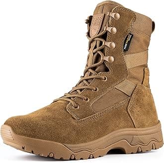 FREE SOLDIER Men's Tactical Boots 8 Inches Lightweight Combat Boots Durable Suede Leather Military Work Boot Desert Boot