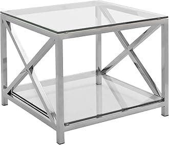 Safavieh Couture Collection Hayward Chrome End Table with Glass Top