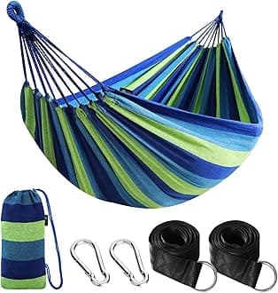 Anyoo Cotton Hammock Comfortable Fabric with Tree-friendly Straps, Durable Portable Hammock with Travel Bag,Perfect for Garden Camping Outdoor/Indoor Patio Balcony Backyard