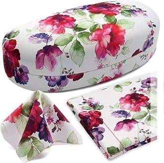 MyEyeglassCase Hard Sunglasses case - Women Glasses Case Holder - Large Durable Eyeglass Case Hard Shell with Pouch & Cloth