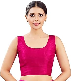 Studio Shringaar Women's Readymade Art Silk Sleeveless Saree Blouse