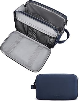 Toiletry Bag for Men, Travel Toiletry Organizer Dopp Kit Water-resistant Shaving Bag for Toiletries Accessories, Door Room Essentials, Navy Blue, Large, Minimalist