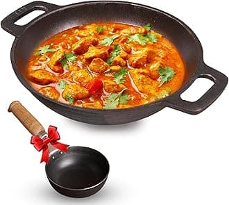Super Smooth Cast Iron Kadai with Free Iron Tadka Pan | Medium, 25.4cm/ 10Inch, 2.5Ltr, 2.4kg | Naturally Nonstick, Preseasoned kadhai, 100% Pure & Toxin-Free, No Chemical Coating