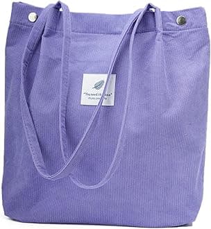 Corduroy Tote Bag Cute Tote Bags for Women Shoulder Bag with Inner Pocket for Work Beach Travel and Shopping Grocery