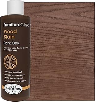 Furniture Clinic Wood Stain | Dark Oak | Water Based | Fast Drying, Low Odor, & Non-Toxic | for Indoor & Outdoor Furniture and More | Multiple Finishes | (8.5oz / 250ml)