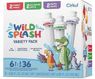 Cirkul Wild Splash Stevia Flavor Water Variety Pack, Makes 36 Drinks, No Sugar, Zero Calorie Drink Mix, (2 Parrot Punch, 2 Alligator Apple, 2 Gecko Grape)