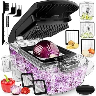 Fullstar The Original Pro Chopper - Vegetable Chopper and Spiralizer, Food Chopper with Container, Fruit Slicer, Kitchen Gadgets & Gifts, Home Essentials (4 in 1, Clear)