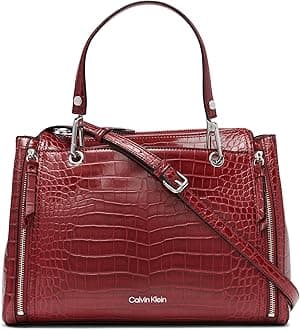 Calvin Klein Reyna Novelty Satchel, Caramel Combo, One Size