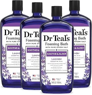 Dr Teal's Foaming Bath with Pure Epsom Salt, Soothe & Sleep with Lavender, 34 fl oz (Pack of 4) (Packaging May Vary)