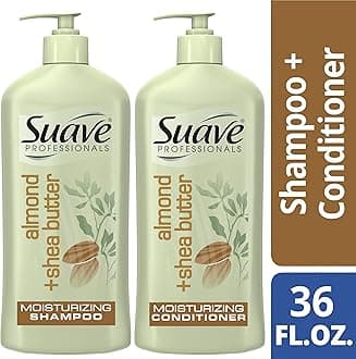 Suave Professionals Almond and Shea Butter Moisturizing Shampoo and Conditioner Paraben-free and Dye-free for Dry Hair 18 oz, 2 Count