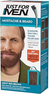 Mustache & Beard, Beard Dye for Men with Brush Included for Easy Application, With Biotin Aloe and Coconut Oil for Healthy Facial Hair - Light Red Brown, M-27, Pack of 1