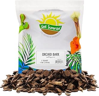Soil Sunrise 100% Organic Orchid Potting Bark (2 Quarts), All-Natural USA-Sourced Pine Bark Orchid Mix Additive