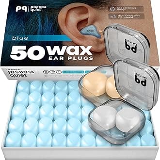 Peace&Quiet PQ Wax Ear Plugs for Sleeping, Swimming - 54 Noise Cancelling Silicone Gel Wax Earplugs, Ear Protection for Sleep and Swim, Soft Pillows with Sound Blocking Level 32Db, (54 Pillows)