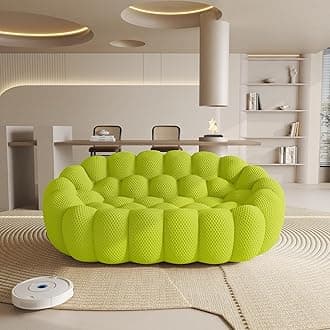 WJShome 79" Bubble Sofa, Modern Loveseat Sofa,2 Seater Accent Chair,Comfy Curved Couch,Lazy Floor Couch,No Assembly Required Curved Couch for Living Room, Office(Lemon Green)
