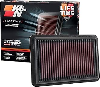 K&N Engine Air Filter: High Performance, Premium, Washable, Panel Filter: 2017-2019 (Elanta, i30, Kona, Veloster, Cee d, Forte), 33-5050