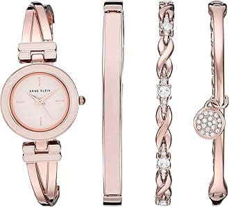 Women's Bangle Watch and Premium Crystal Accented Bracelet Set